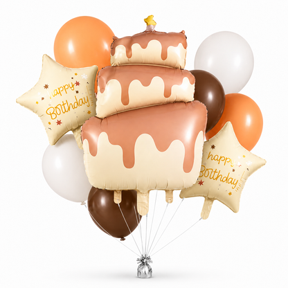 The Yummy Dripping Chocolate Cake Helium Filled Balloon Bouquet Set of 9PC | Pre-Inflated & Delivered | Birthday Decoration