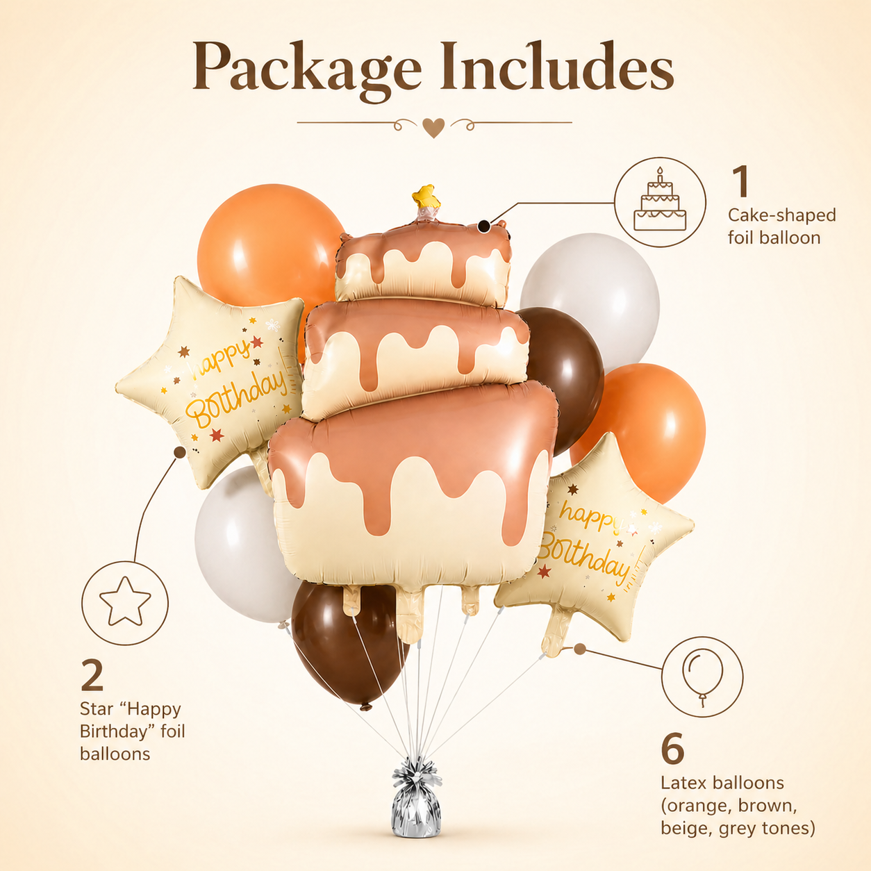 The Yummy Dripping Chocolate Cake Helium Filled Balloon Bouquet Set of 9PC | Pre-Inflated & Delivered | Birthday Decoration