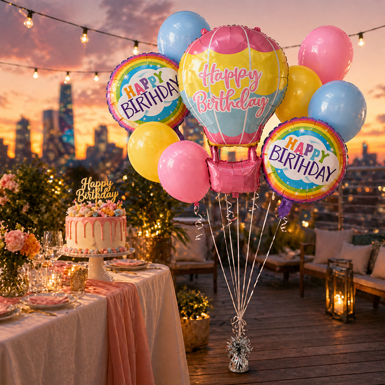 Flying High Hot Air Helium Filled Balloon Bouquet Set of 9 | Pre-Inflated & Delivered | Kids Birthday Decoration