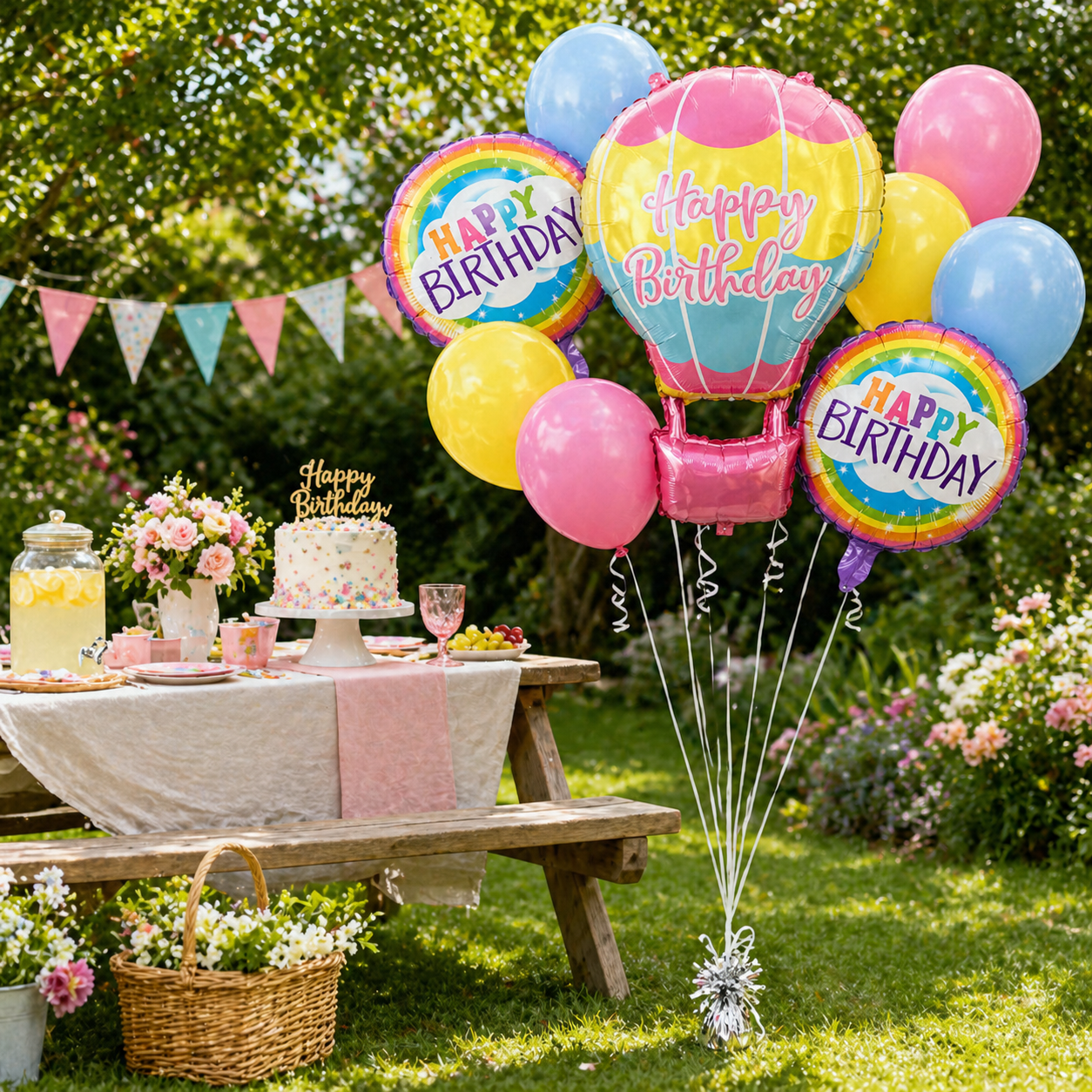 Flying High Hot Air Helium Filled Balloon Bouquet Set of 9 | Pre-Inflated & Delivered | Kids Birthday Decoration