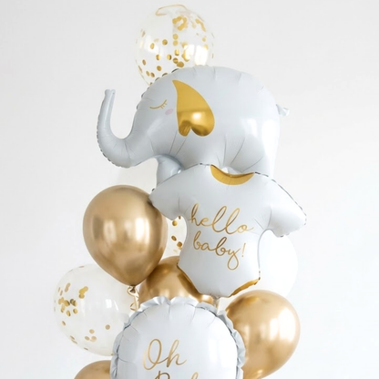 The Elephants in the House New Born Baby Balloon Bouquet Set of 13PC | Helium Filled & Delivered Inflated | Bridal Shower Decoration