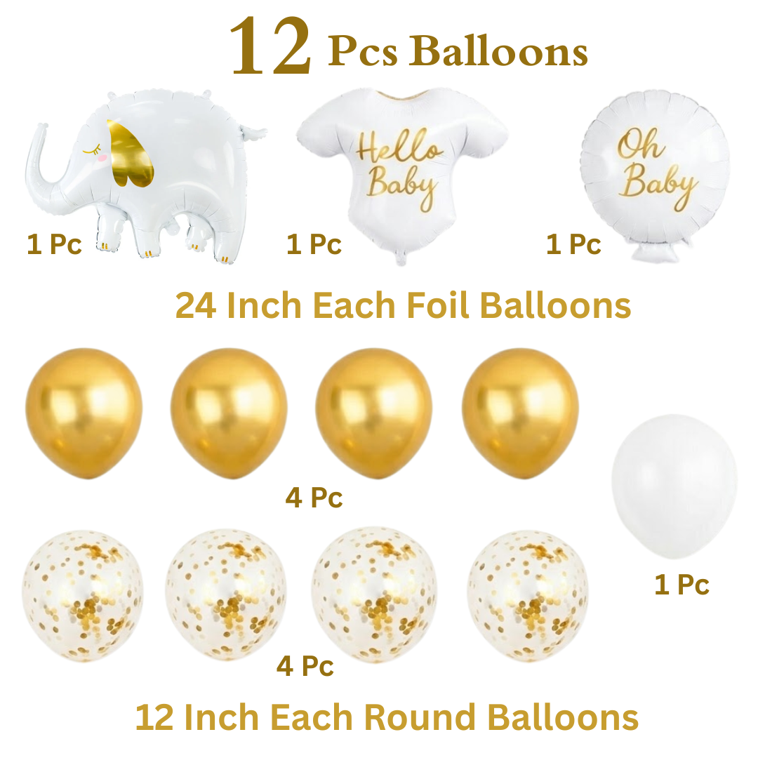 The Elephants in the House New Born Baby Balloon Bouquet Set of 13PC | Helium Filled & Delivered Inflated | Bridal Shower Decoration