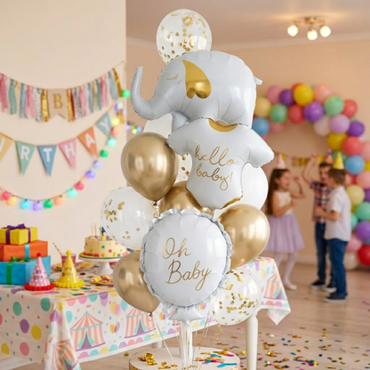 The Elephants in the House New Born Baby Balloon Bouquet Set of 13PC | Helium Filled & Delivered Inflated | Bridal Shower Decoration