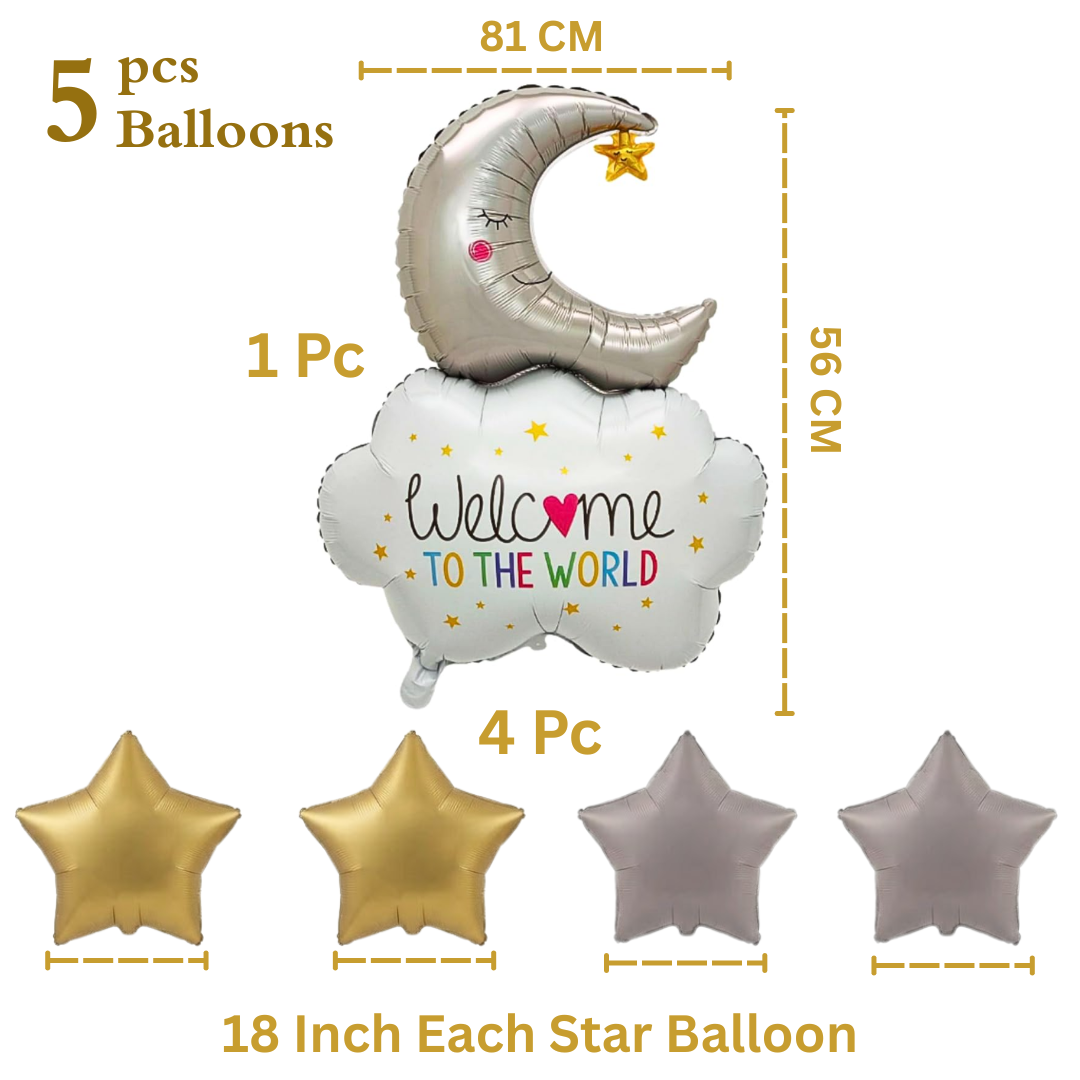 Welcome to The World Baby Arrival Helium Filled Balloon Balloons Set of 5