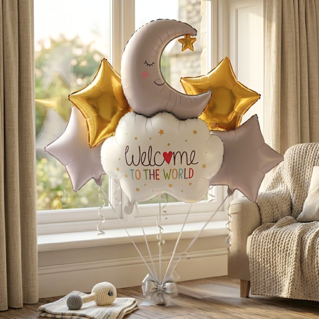 Welcome to The World Baby Arrival Helium Filled Balloon Balloons Set of 5