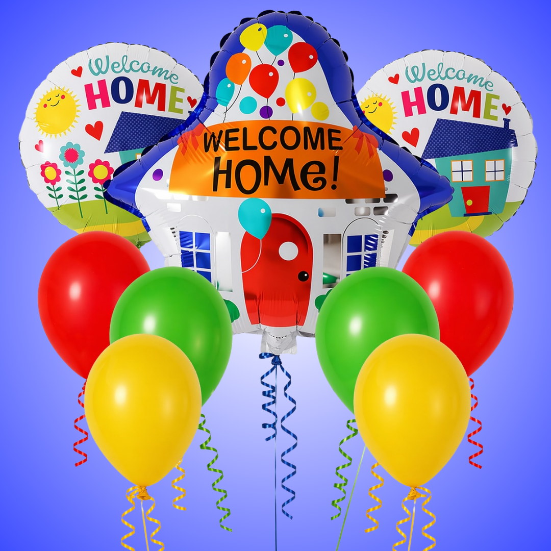 Welcome Home Balloon Set of 9 Pcs| Home Coming Surprise Decoration Balloon Bouquet Helium Filled and Delivered Inflated