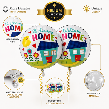 Welcome Home Balloon Set of 9 Pcs| Home Coming Surprise Decoration Balloon Bouquet Helium Filled and Delivered Inflated