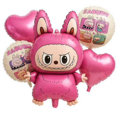 Labubu Theme Foil Balloon Bouquet Set of 5