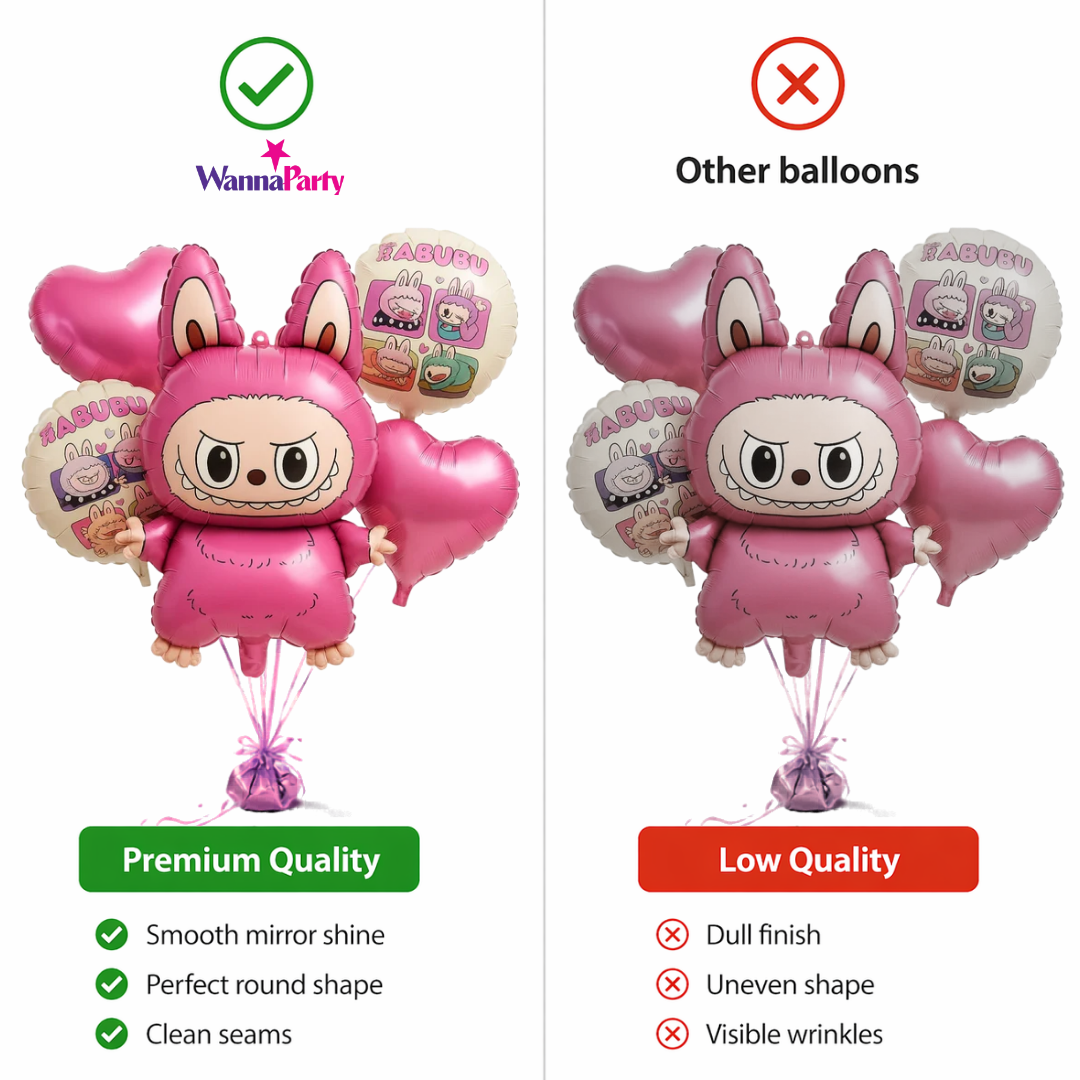 Labubu Theme Foil Balloon Bouquet Set of 5