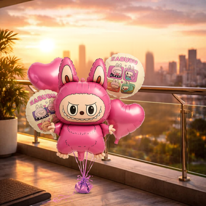 Labubu Theme Foil Balloon Bouquet Set of 5