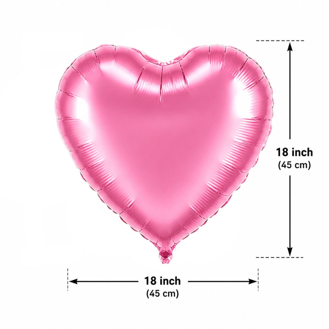 Pink Heart Foil Balloon Set - 4PC | Helium Filled & Delivered Inflated Balloons | Romantic Party Decoration for Valentine’s Day, Anniversary & Surprise Celebrations
