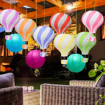 Assorted Color Paper Lantern Parachute/Hot Air Baloon for Hanging Decor - 5PC