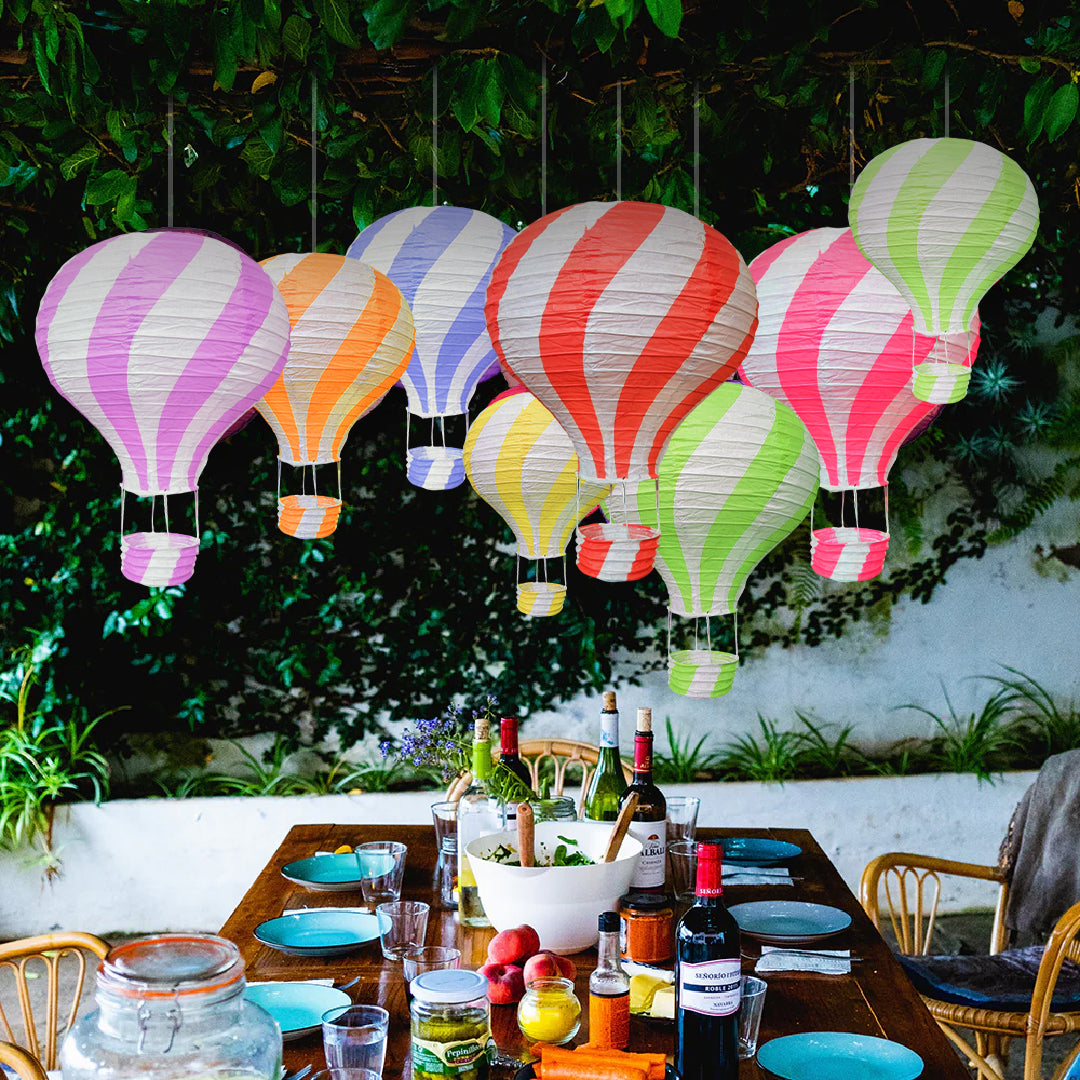 Assorted Color Paper Lantern Parachute/Hot Air Baloon for Hanging Decor - 5PC