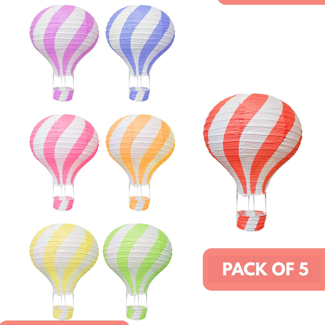 Assorted Color Paper Lantern Parachute/Hot Air Baloon for Hanging Decor - 5PC