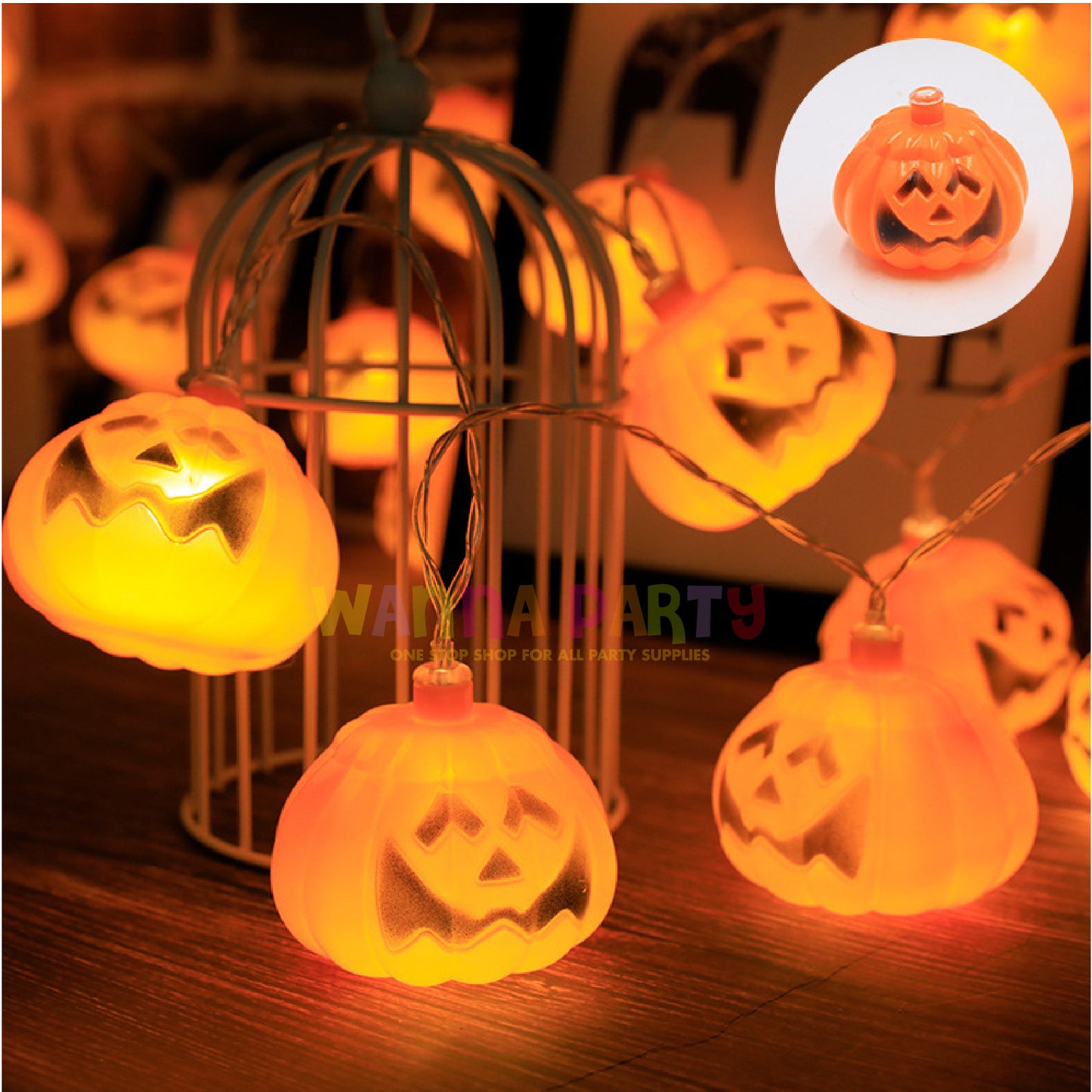 Halloween Pumpkin Light Up Garland - 16PC