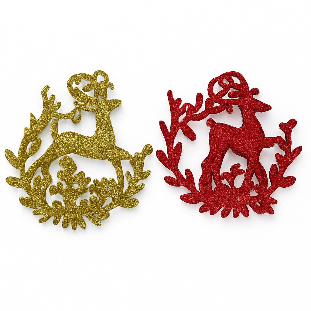 Reindeer Hanging Decoration Red & Gold - Set of 2
