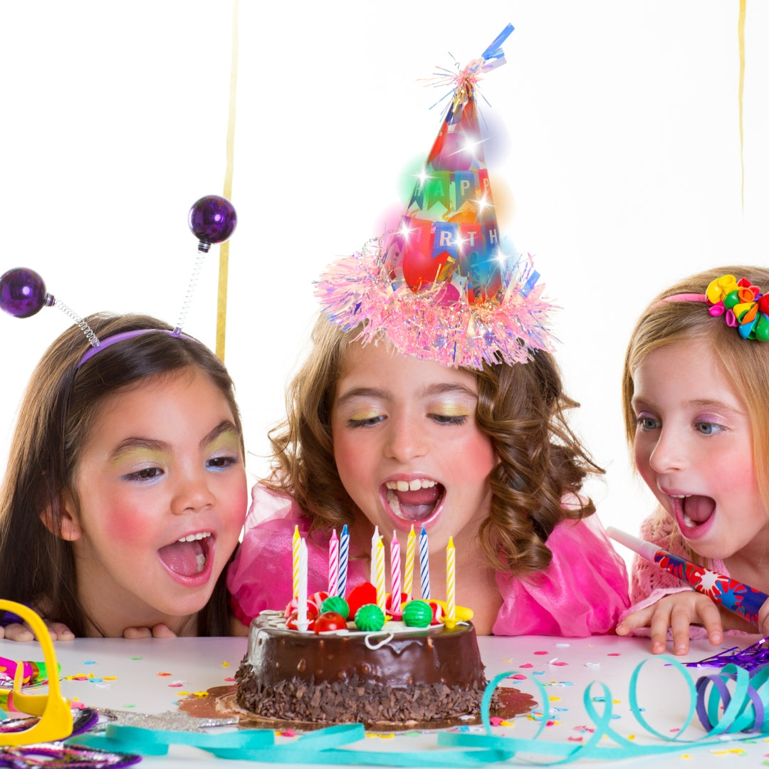 Light Up LED Birthday Cap with Iridiscent Fringe - 1PC