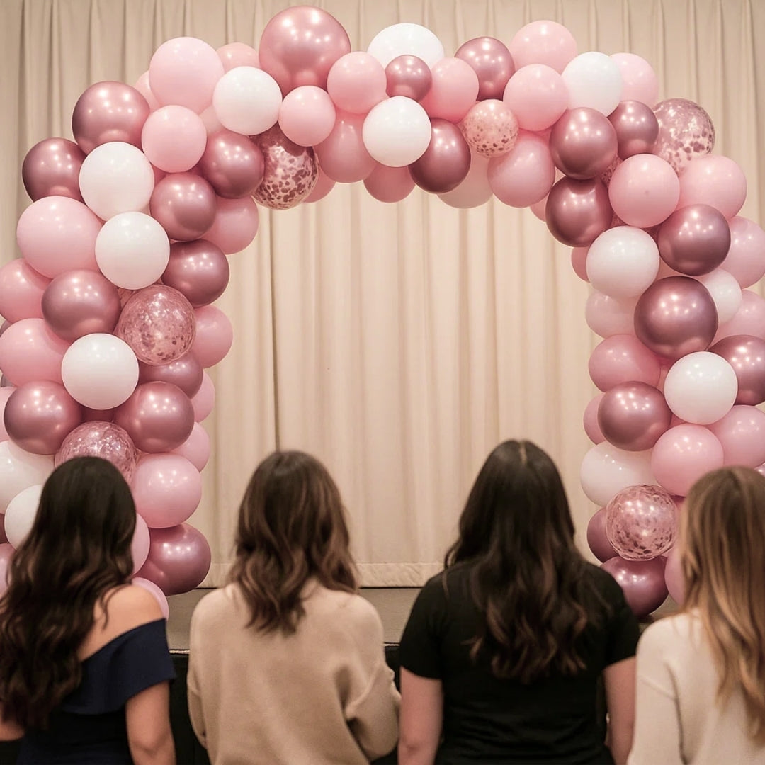 Happy Birthday Rose Gold Balloons and Rose Gold Confetti Balloons Combo Set - 22PC