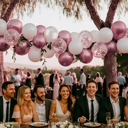 Happy Birthday Rose Gold Balloons and Rose Gold Confetti Balloons Combo Set - 22PC