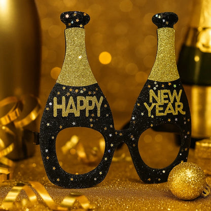 Happy New Year Champagne Shaped Glasses - 1PC