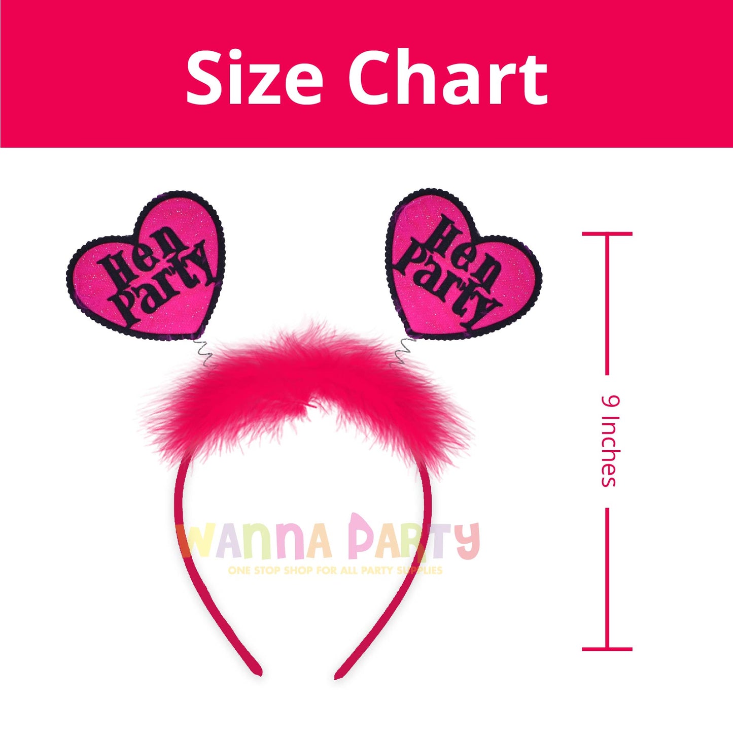 Pink Hen Party Phaped Headband 9 Inch - 1Pc