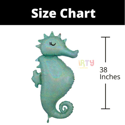 38" Holographic Mermaid Seahourse Balloon