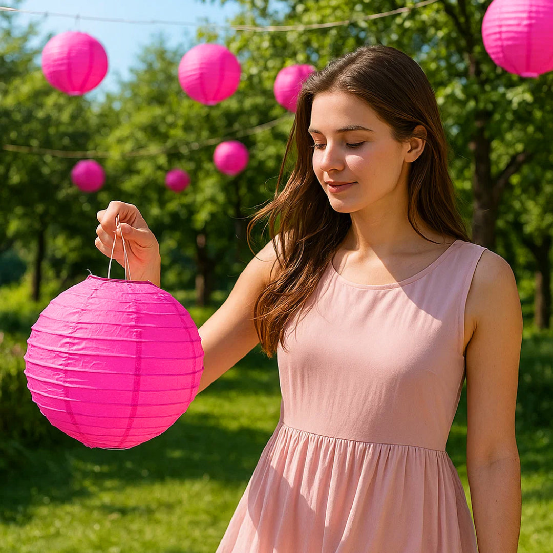 Fuchsia Round Paper Lantern - 12 Inches - 1PC