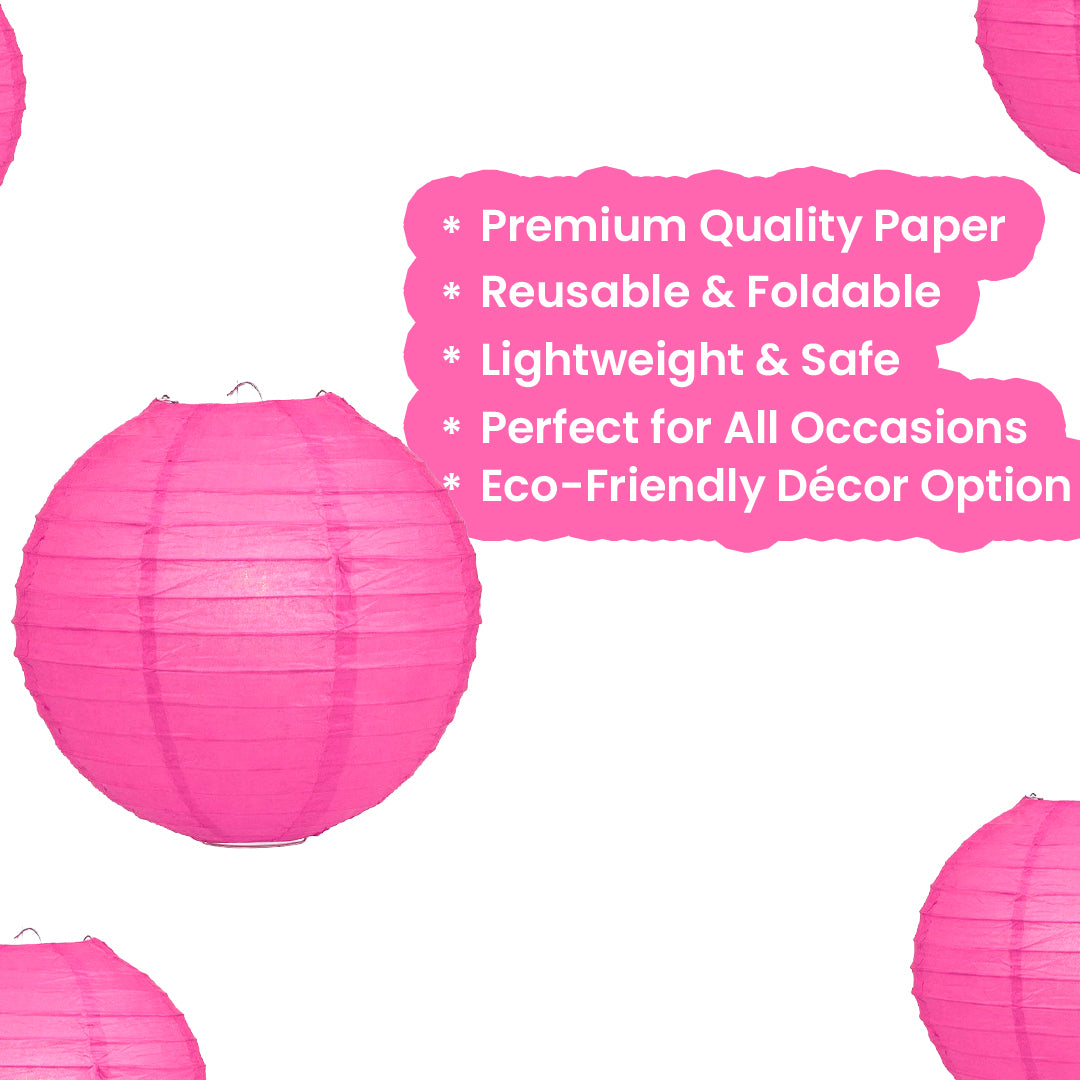 Fuchsia Round Paper Lantern - 12 Inches - 1PC