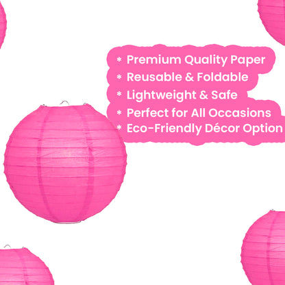 Fuchsia Round Paper Lantern - 12 Inches - 1PC