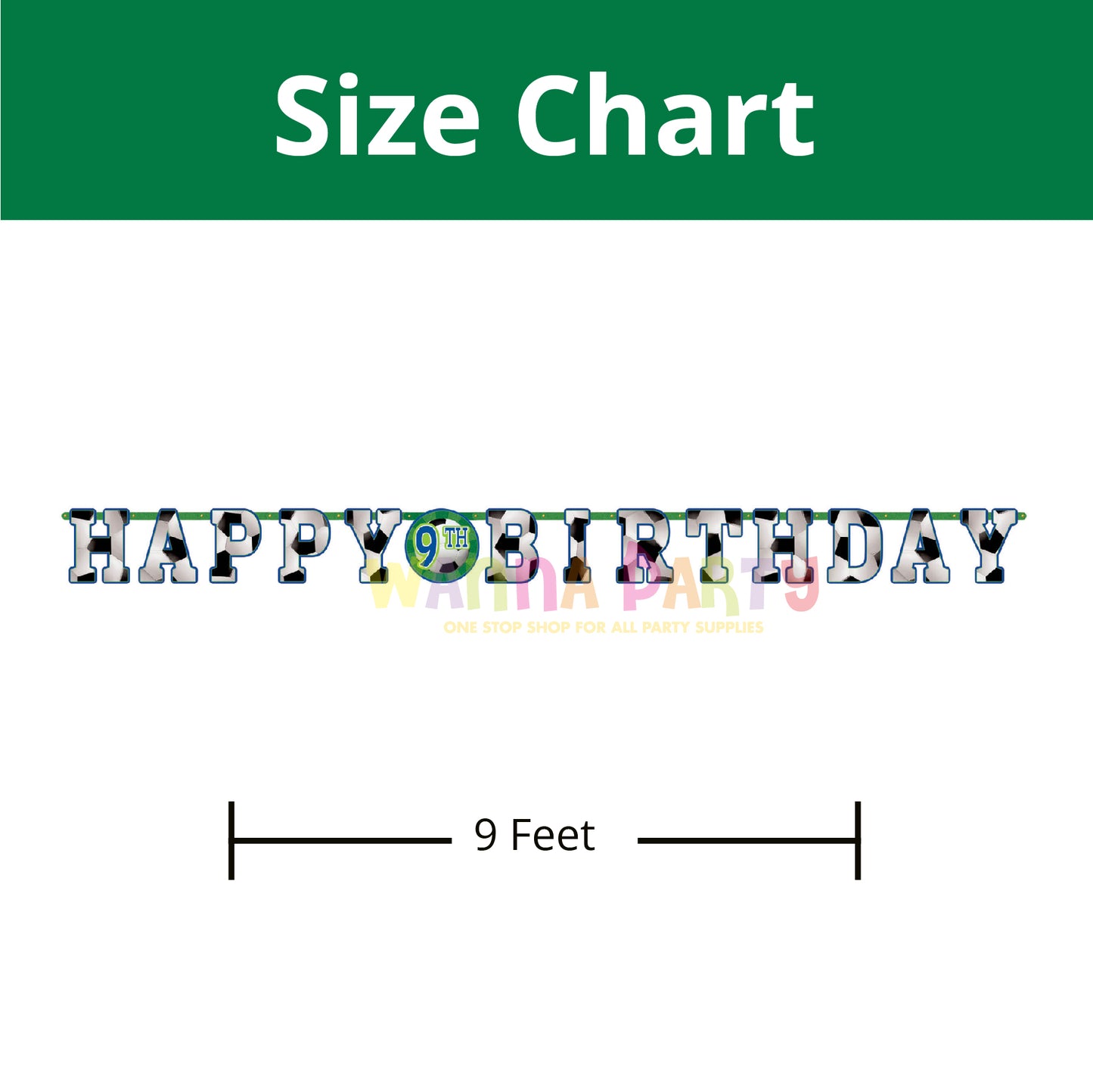 Soccer/Football Theme Birthday Letter Banner Jumbo - 10FT  - 1PC