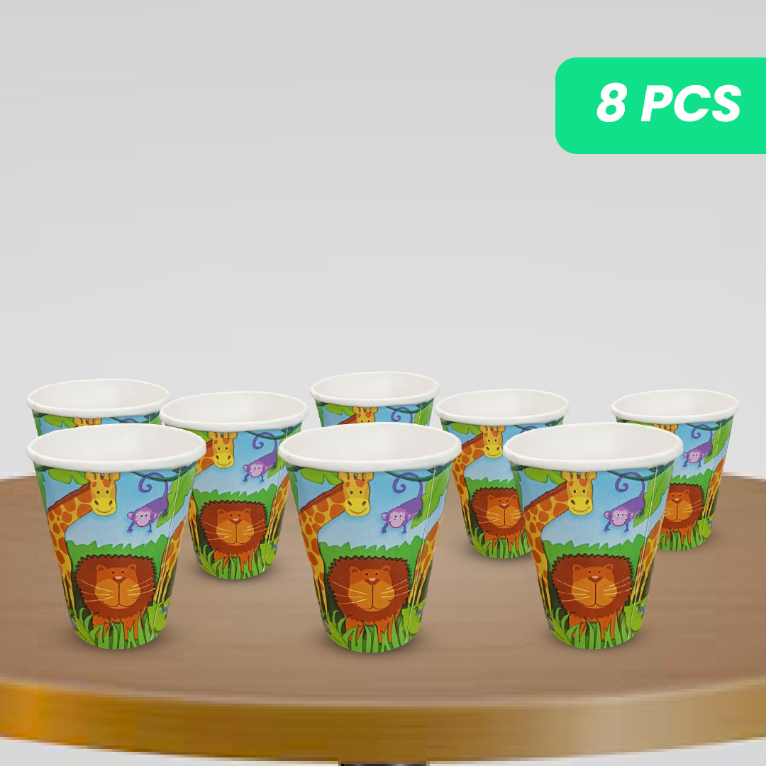 Jungle Animal Paper Cups - 250ML - 8PC