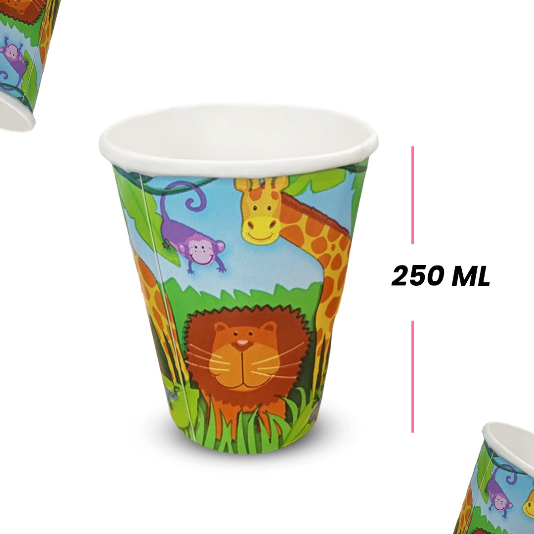 Jungle Animal Paper Cups - 250ML - 8PC