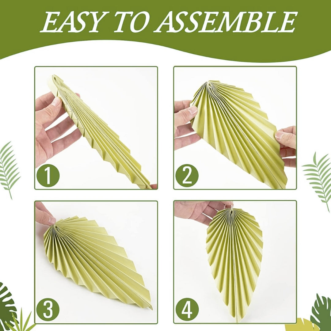 Palm Leaf Shaped Hanging Paper Fan Set - 3PC