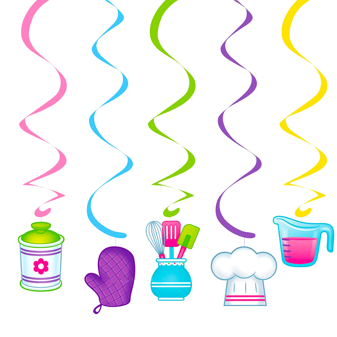 Little Chef Theme Swirl Danglers Hanging Decoration - 5PC
