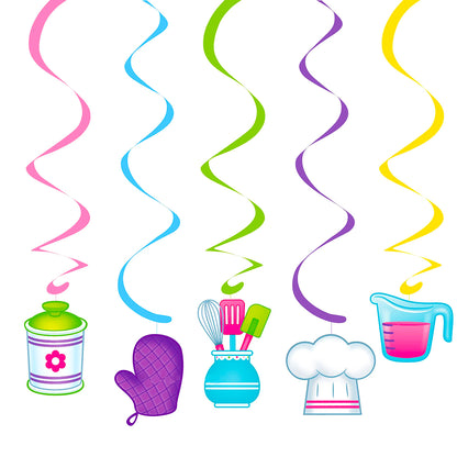 Little Chef Theme Swirl Danglers Hanging Decoration - 5PC