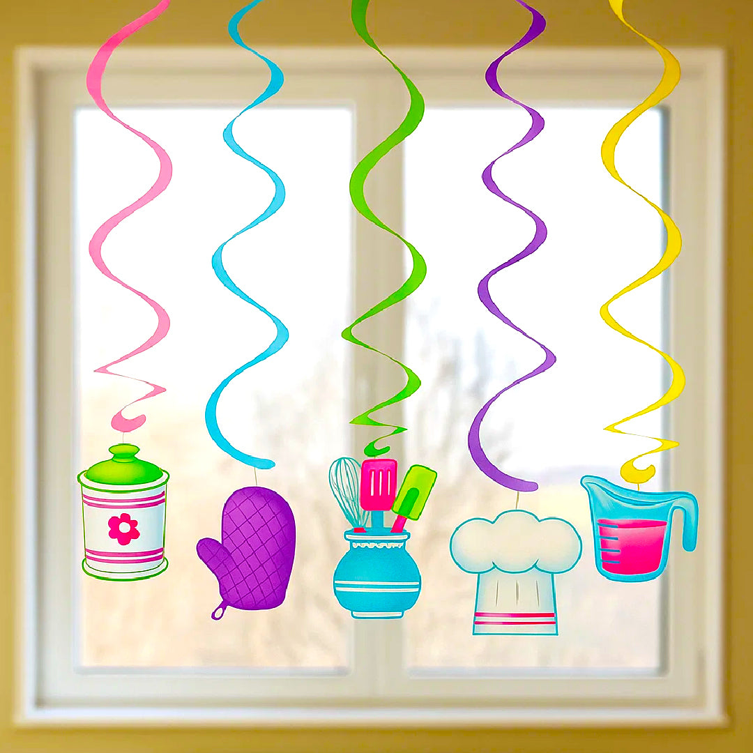 Little Chef Theme Swirl Danglers Hanging Decoration - 5PC