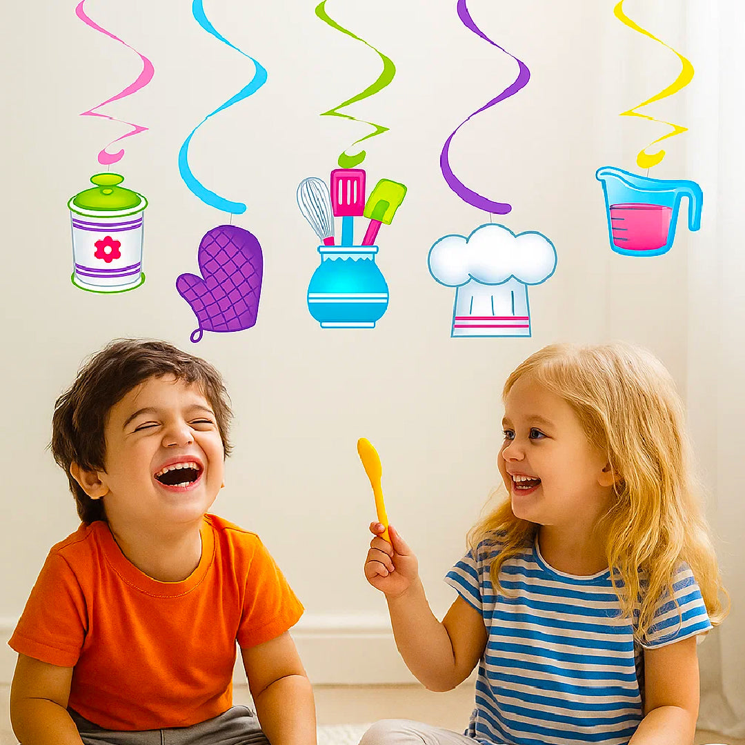 Little Chef Theme Swirl Danglers Hanging Decoration - 5PC