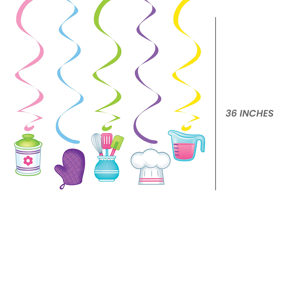 Little Chef Theme Swirl Danglers Hanging Decoration - 5PC