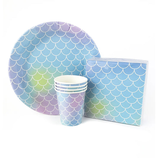 Mermaid Themed Birthday Decor Tableware Set - 36PC - Upto 10 Pax