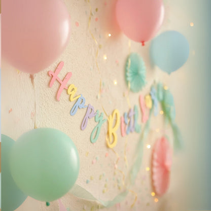 Happy Birthday Pastel Color Banner - 1PC