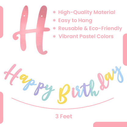 Happy Birthday Pastel Color Banner - 1PC