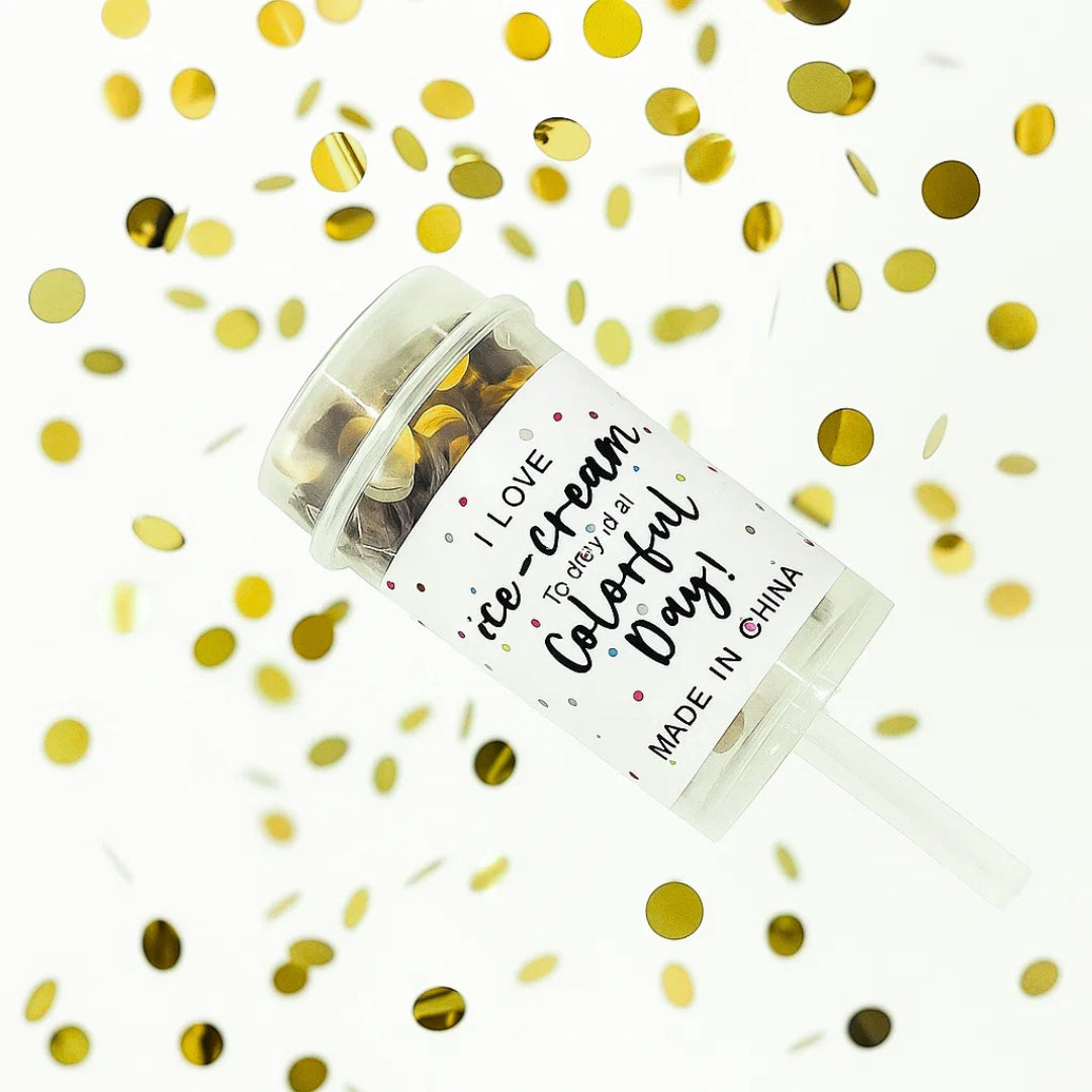 Mini Pocket Confetti Popper Gold for Surprise Celebrations with Manual Push - 1PC