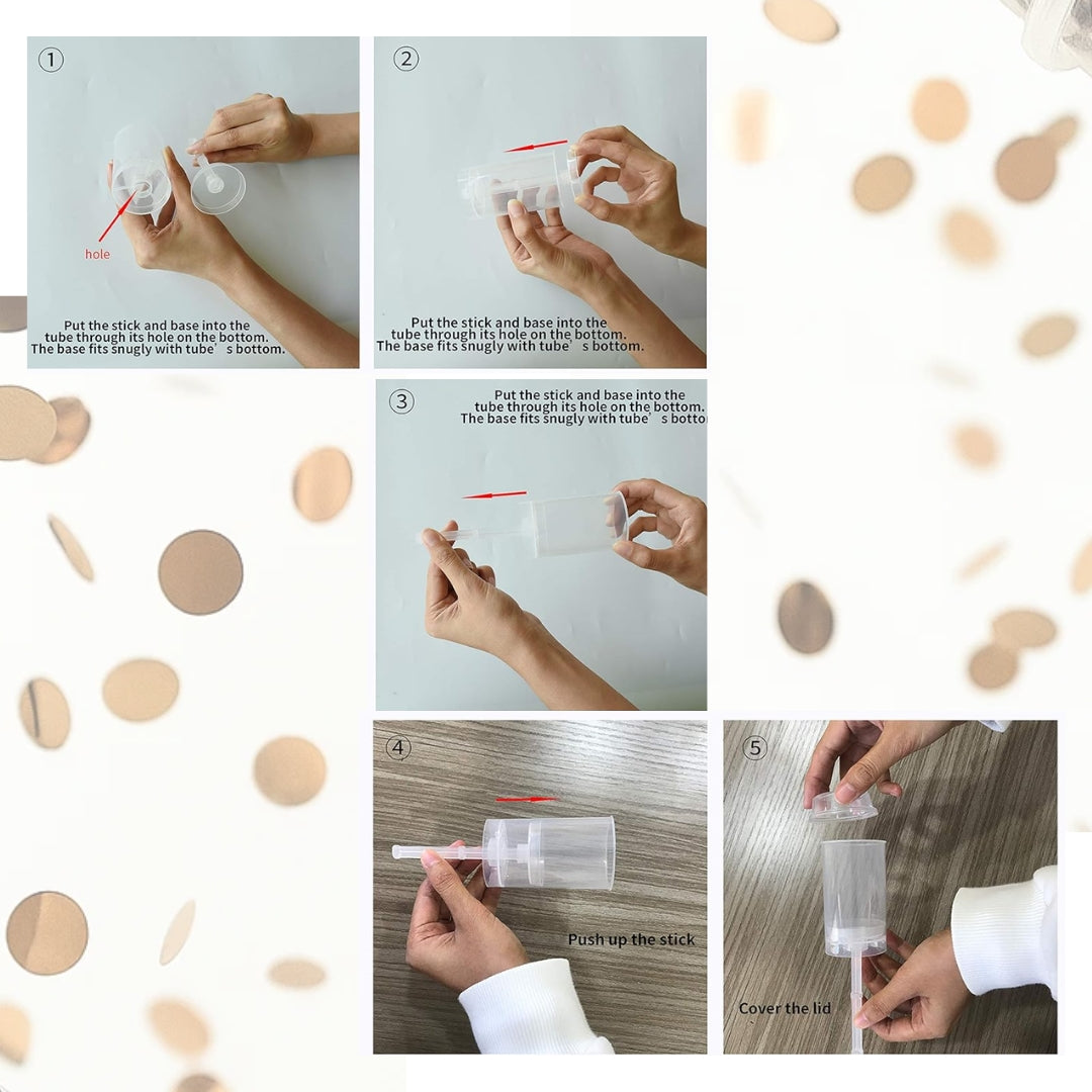Mini Pocket Confetti Popper Rose Gold for Surpirse Celebrations with Manual Push - 1PC