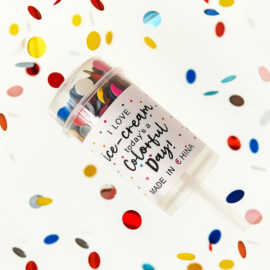 Mini Pocket Multicolor Confetti Popper for Surpirse Celebrations with Manual Push - 1PC