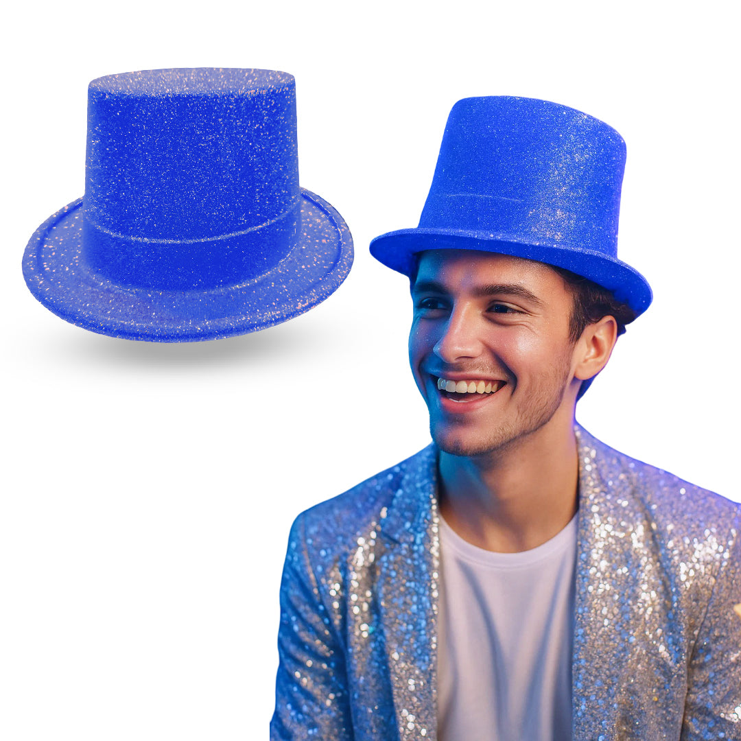 Neon Blue Glitter Hat for Adults - 1PC
