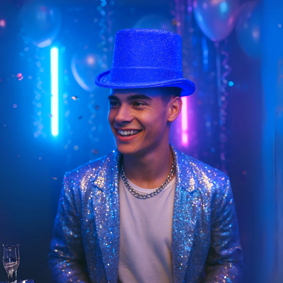 Neon Blue Glitter Hat for Adults - 1PC