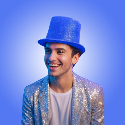 Neon Blue Glitter Hat for Adults - 1PC