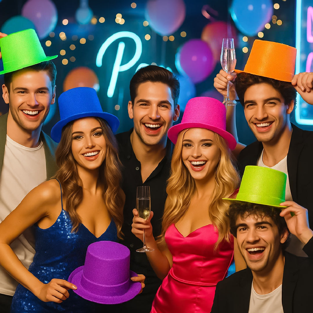 Neon Glitter Hats Combo Pack - 6PC