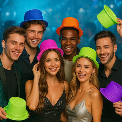 Neon Glitter Hats Combo Pack - 6PC