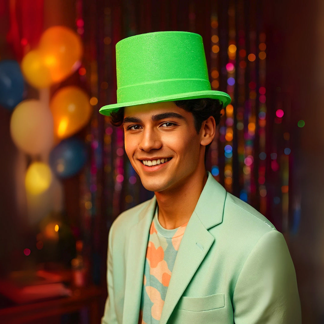 Neon Green Glitter Hat for Adults - 1PC